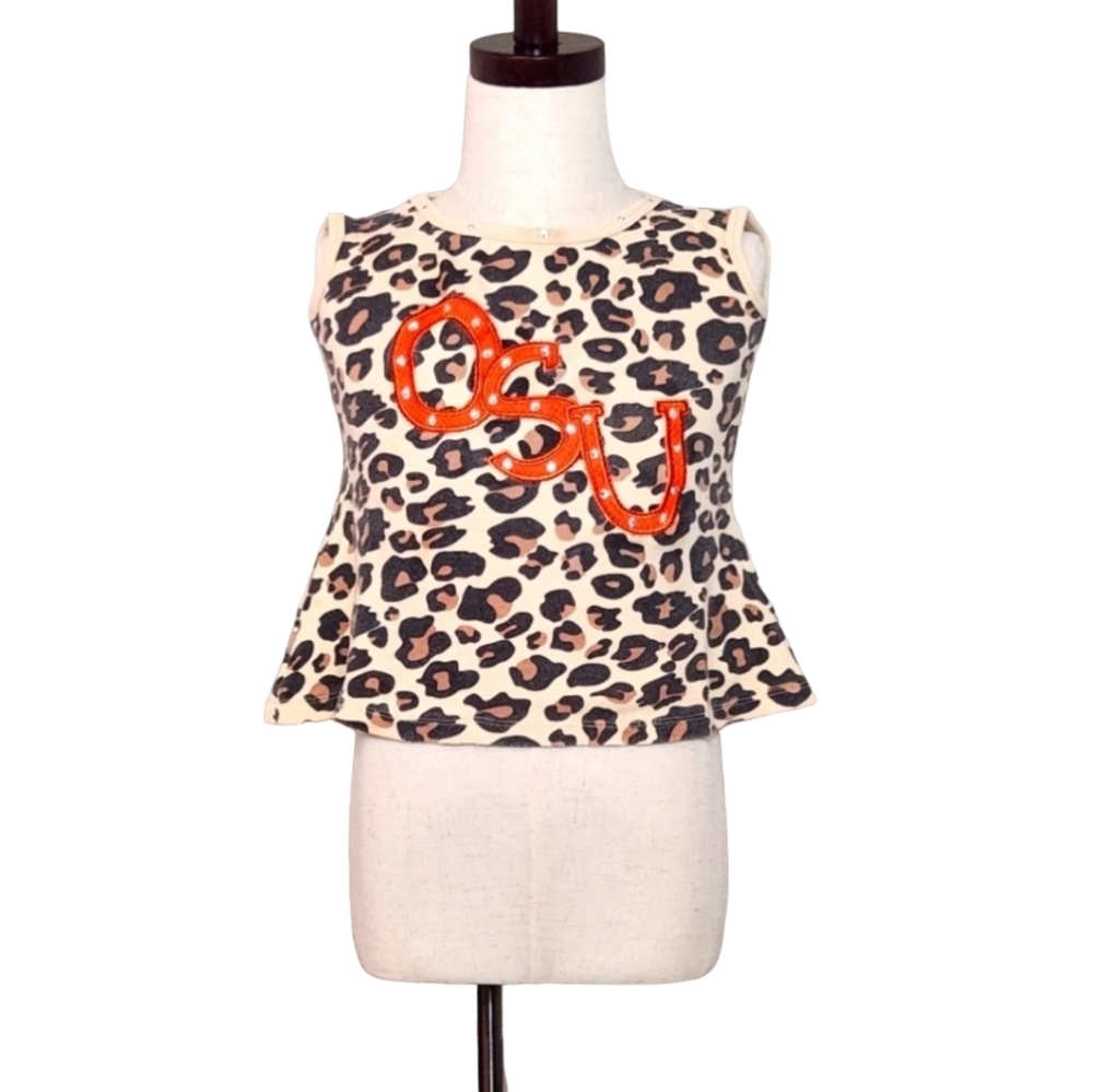 OSU Leopard Tank Top | Sparkle Game Day Shirt | Toddler Girl 12-24M